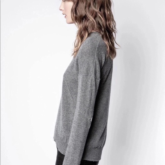 Zadig & Voltaire Cici Patch Cashmere Sweater Grey - Picture 4 of 6